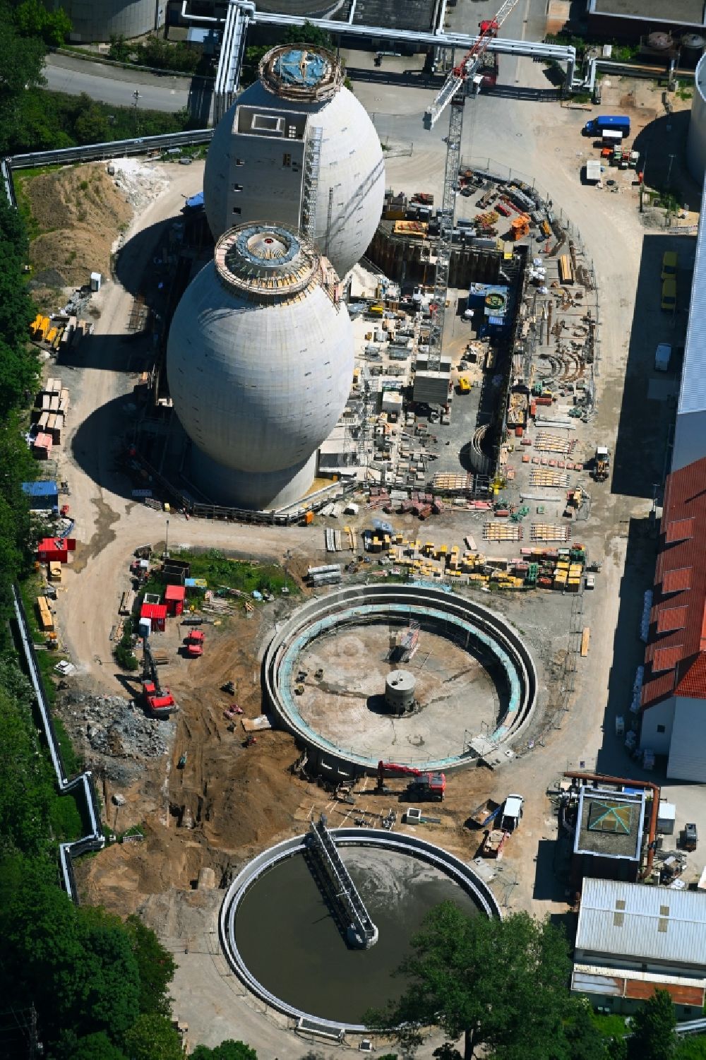 Luftbild Hannover - Erweiterungs Baustelle Klärwerk Herrenhausen in Hannover im Bundesland Niedersachsen, Deutschland