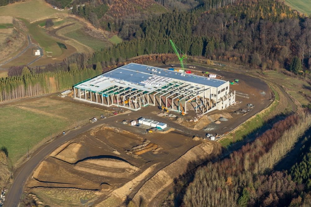 Luftbild Rosmart - Erweiterungs - Neubau - Baustelle auf dem Werksgelände im Gewerbegebiet in Rosmart im Bundesland Nordrhein-Westfalen, Deutschland