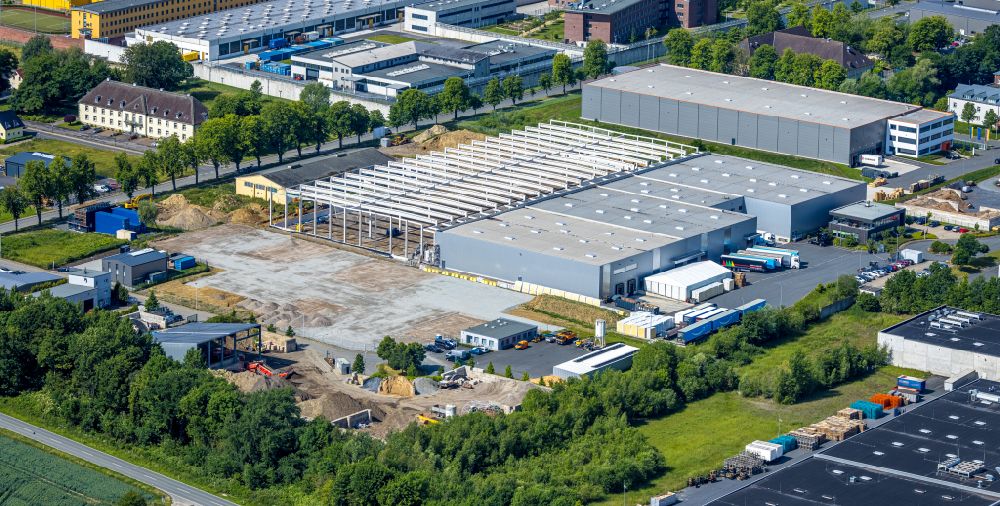 Luftaufnahme Werl - Erweiterungs - Neubau - Baustelle auf dem Werksgelände Kulle Logistik GmbH & Co. KG in Werl im Bundesland Nordrhein-Westfalen, Deutschland