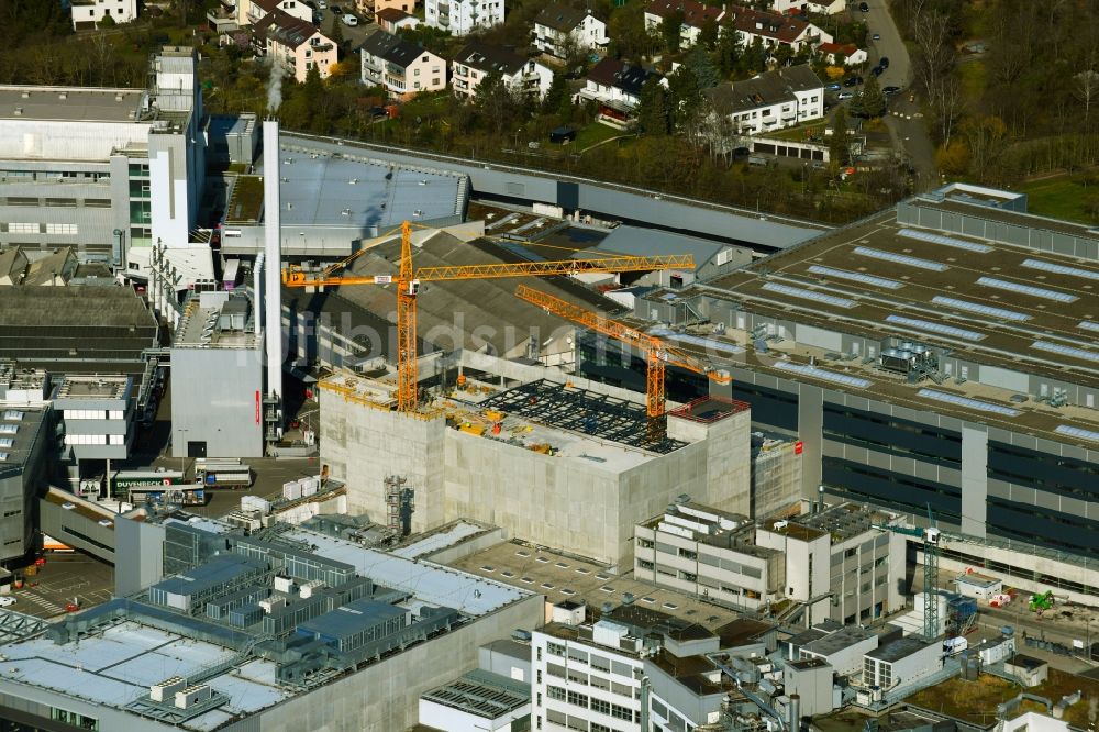 Luftbild Stuttgart - Erweiterungs - Neubau - Baustelle auf dem Werksgelände des Porschewerkes im Ortsteil Zuffenhausen-Schützenbühl in Stuttgart im Bundesland Baden-Württemberg, Deutschland
