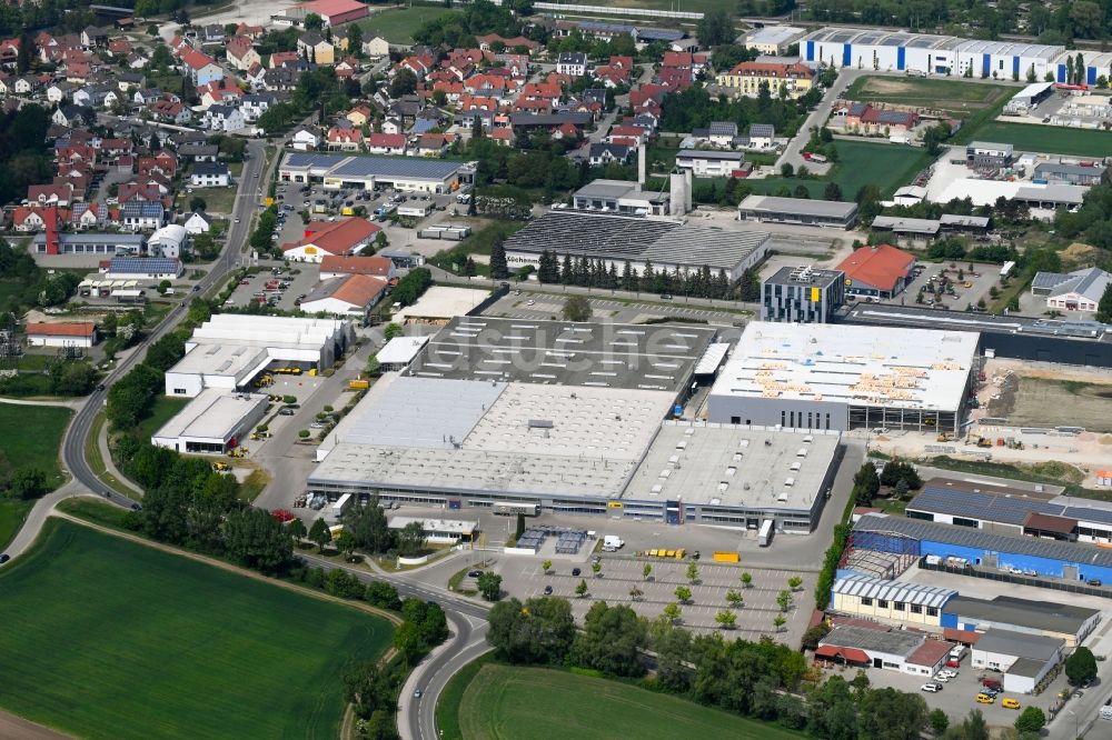 Reichertshofen von oben - Erweiterungs - Neubau - Baustelle auf dem Werksgelände der Wacker Neuson Produktion GmbH & Co. KG in Reichertshofen im Bundesland Bayern, Deutschland