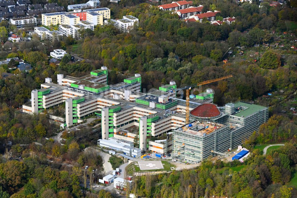 München aus der Vogelperspektive: Erweiterungs- Neubau auf dem Klinikgelände des Krankenhauses München Klinik Bogenhausen in München im Bundesland Bayern, Deutschland