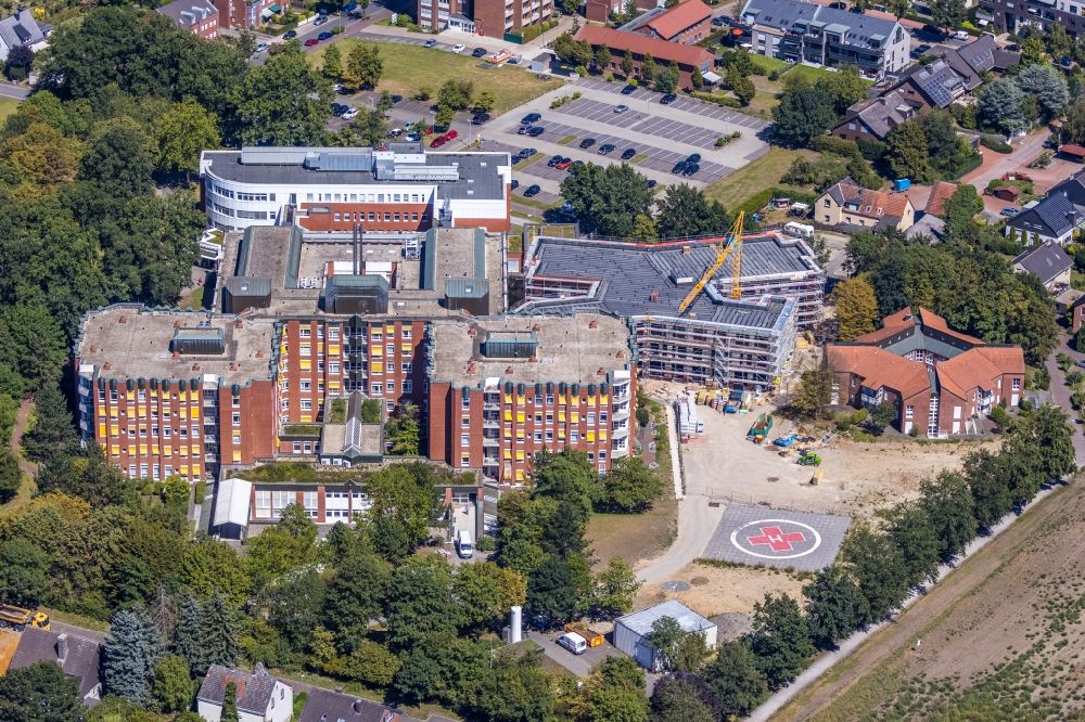 Dorsten aus der Vogelperspektive: Erweiterungs- Neubau des Krankenhauses St Elisabeth-Krankenhaus Dorsten im Bundesland Nordrhein-Westfalen, Deutschland