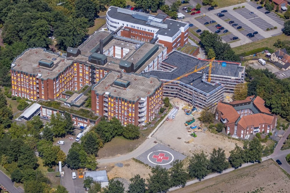 Luftbild Dorsten - Erweiterungs- Neubau des Krankenhauses St Elisabeth-Krankenhaus Dorsten im Bundesland Nordrhein-Westfalen, Deutschland