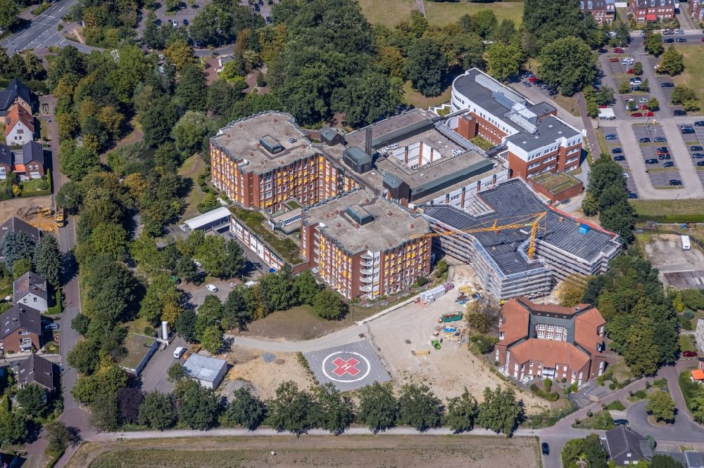 Luftaufnahme Dorsten - Erweiterungs- Neubau des Krankenhauses St Elisabeth-Krankenhaus Dorsten im Bundesland Nordrhein-Westfalen, Deutschland
