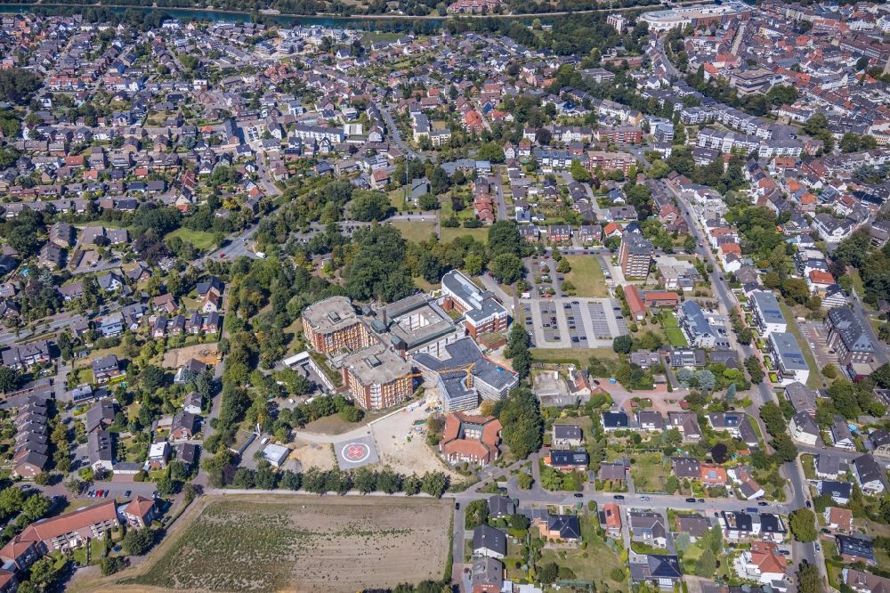 Dorsten von oben - Erweiterungs- Neubau des Krankenhauses St Elisabeth-Krankenhaus Dorsten im Bundesland Nordrhein-Westfalen, Deutschland