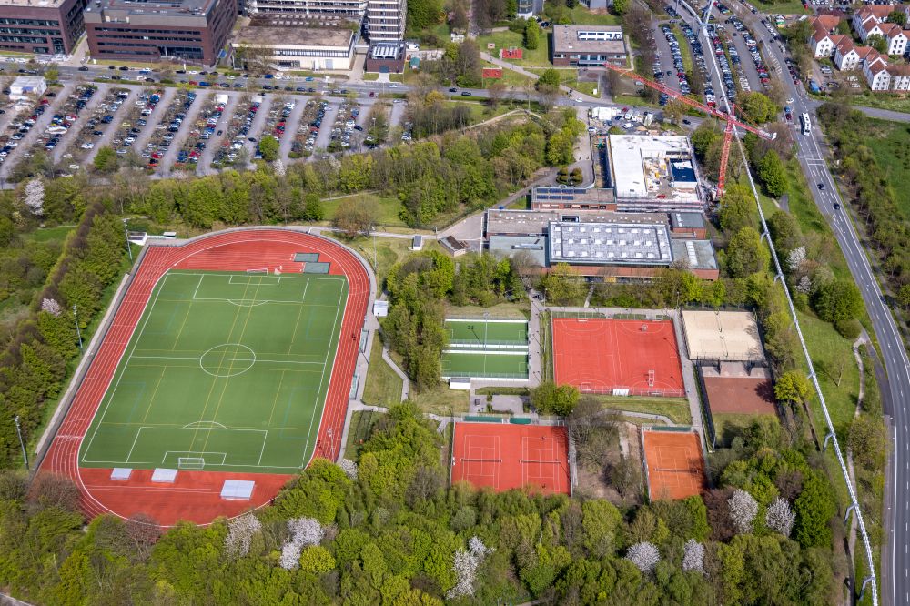 Luftaufnahme Dortmund - Erweiterungsbau im Universitäts- Bereich des Sportinstitut in Dortmund im Bundesland Nordrhein-Westfalen, Deutschland