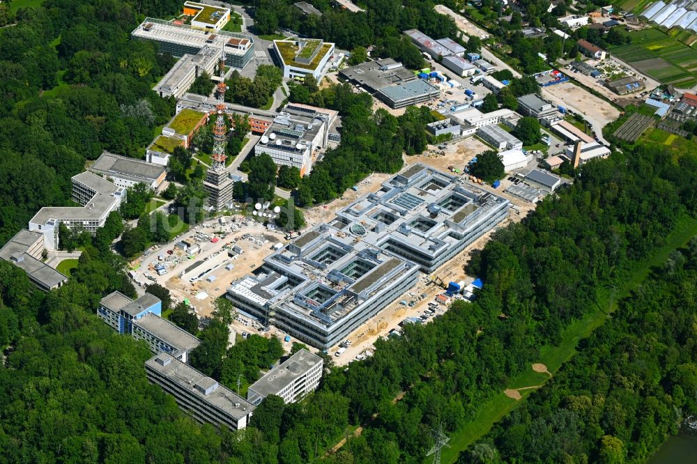 Luftaufnahme München - Erweiterungsbaustelle am Gebäudekomplex des Senders Bayerischer Rundfunk in München im Bundesland Bayern, Deutschland