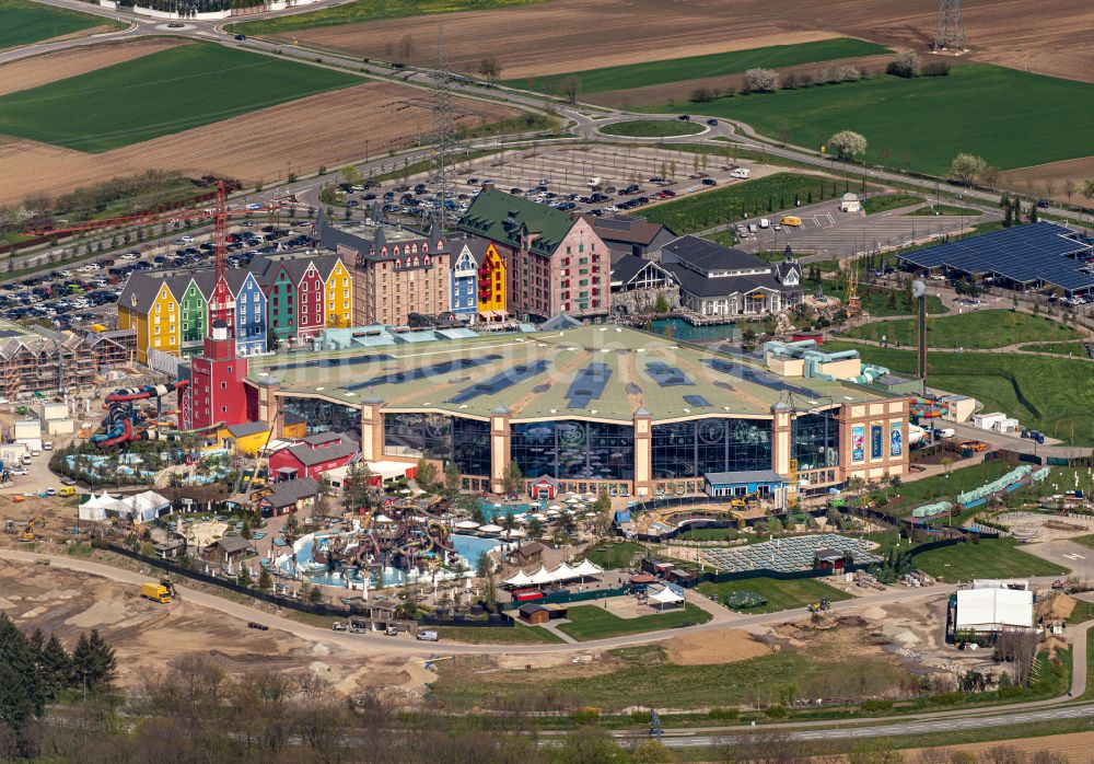 Luftbild Rust - Erweiterungsbaustelle auf dem Gelände des Freizeitpark Europapark in Rust im Bundesland Baden-Württemberg, Deutschland