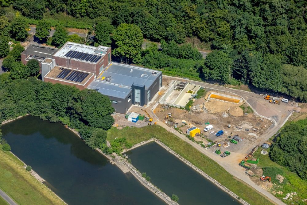 Luftbild Witten - Erweiterungsbaustelle am Wasserwerk und Wasserkraftwerk der Wasserwerke Westfalen GmbH in Witten im Bundesland Nordrhein-Westfalen, Deutschland