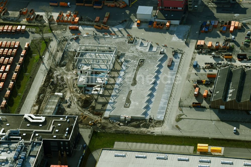 Luftaufnahme Berlin - Erweiterungsbaustelle am Werksgelände der Berliner Stadtreinigungsbetriebe im Ortsteil Britz in Berlin, Deutschland