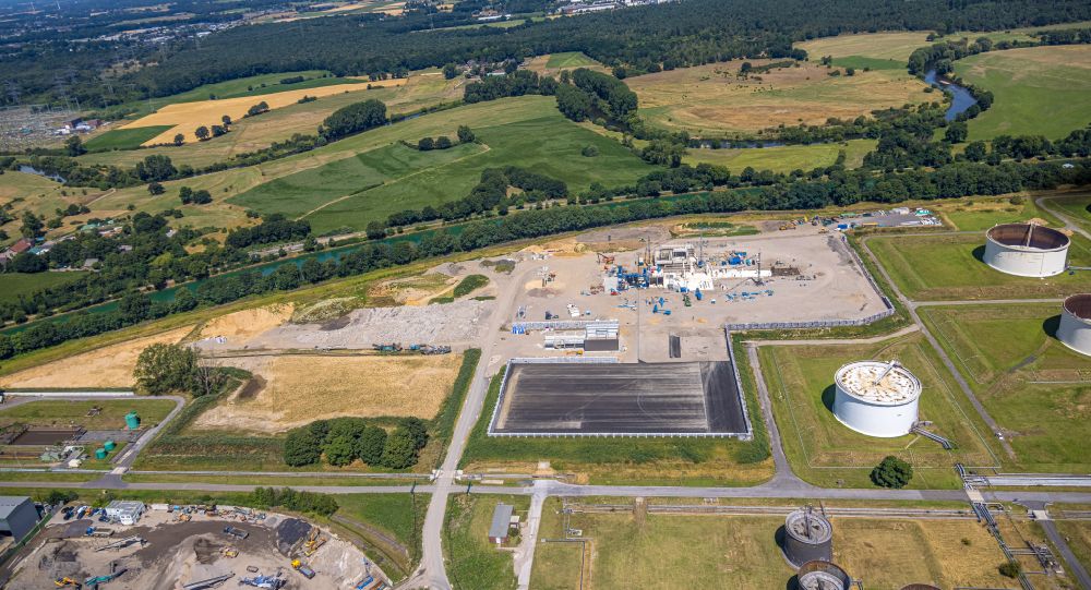 Luftbild Hünxe - Erweiterungsbaustelle am Werksgelände der HDB Recycling GmbH in Hünxe im Bundesland Nordrhein-Westfalen, Deutschland