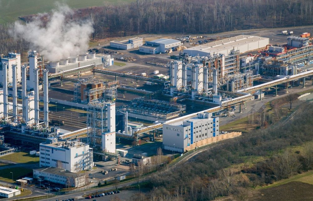Nünchritz aus der Vogelperspektive: Fabrikanlage der Wacker Chemie AG in Nünchritz im Bundesland Sachsen
