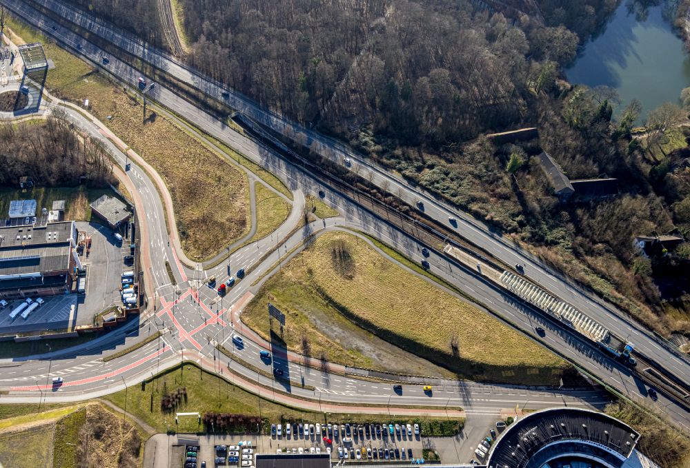 Luftbild Dortmund - Fahrbahnmarkierung der Kreuzung Nortkirchenstraße - Konrad-Adenauer-Allee in Dortmund im Bundesland Nordrhein-Westfalen, Deutschland