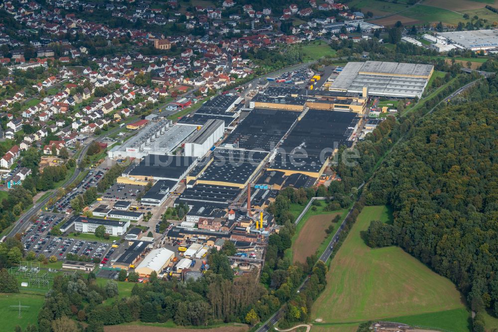 Breuberg von oben - Fahrzeugbau- Werksgelände der Pirelli Deutschland GmbH in Breuberg im Bundesland Hessen, Deutschland