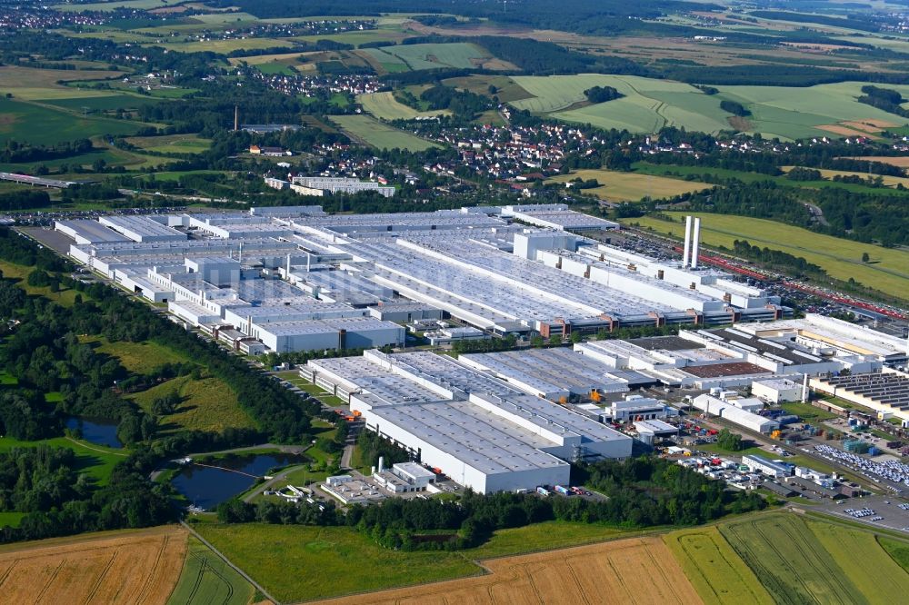 Zwickau von oben - Fahrzeugbau- Werksgelände der VW Volkawagen AG in Zwickau im Bundesland Sachsen, Deutschland