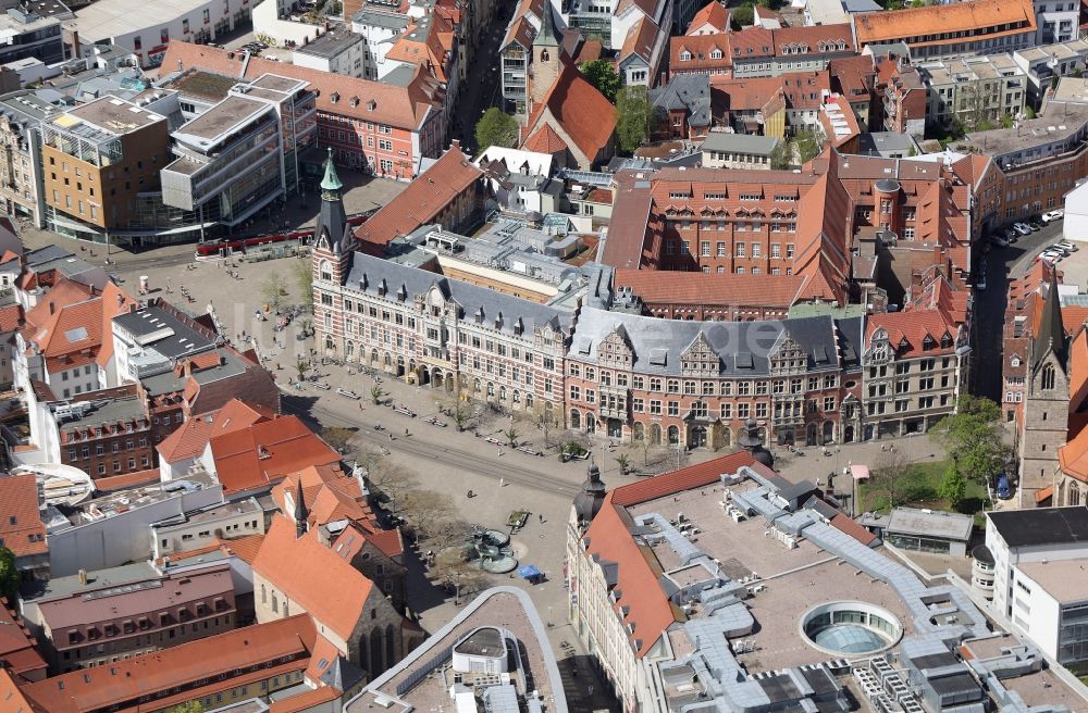 Luftbild Erfurt - Fassaden der Einkaufsstraße Anger im Zentrum in Erfurt im Bundesland Thüringen, Deutschland
