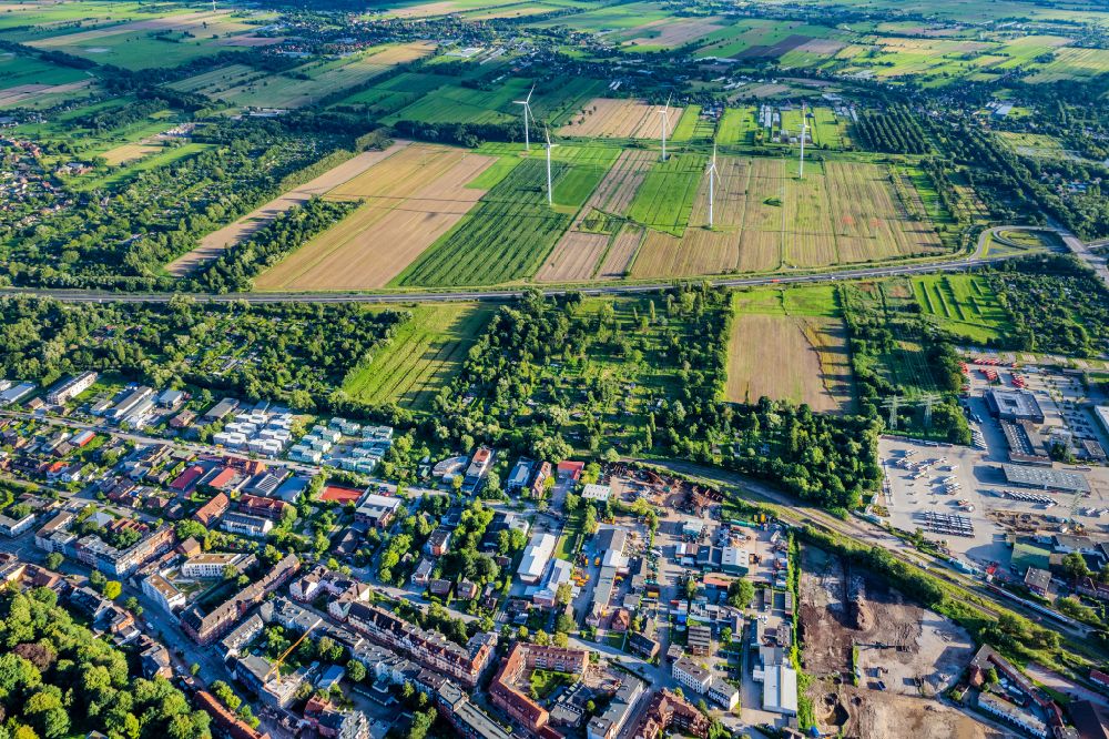 Luftbild Hamburg - Feldlandschaft und Planungsfläche Gewerbegebiet Bergedorf in Hamburg, Deutschland
