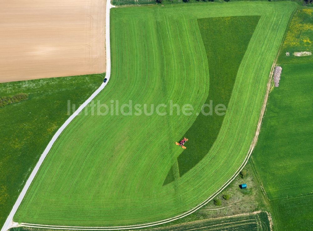 Langenau OT Albeck von oben - Feldstrukturen bei Albeck im Bundesland Baden-Württemberg