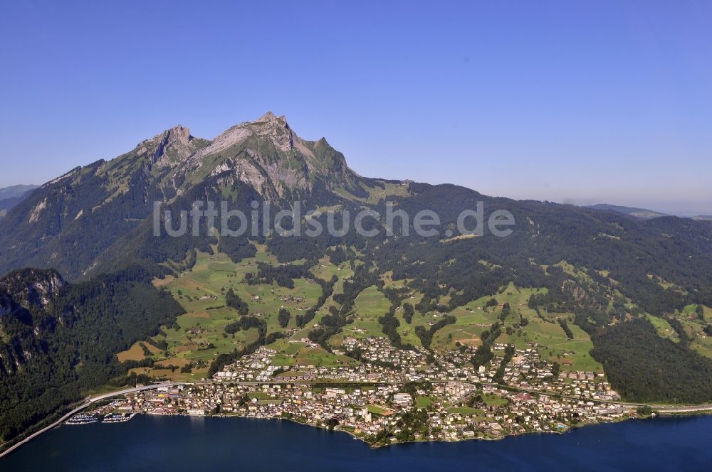 Luftbild Hergiswil - Felsen- und Berglandschaft des Pilatus der Alpen in Hergiswil in Schweiz