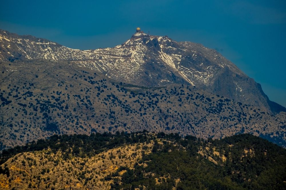 Luftbild Escorca - Felsen- und Berglandschaft des Puig Major in Escorca in Balearische Insel Mallorca, Spanien