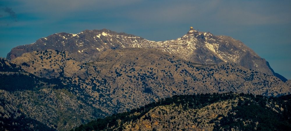 Luftbild Escorca - Felsen- und Berglandschaft des Puig Major in Escorca in Balearische Insel Mallorca, Spanien