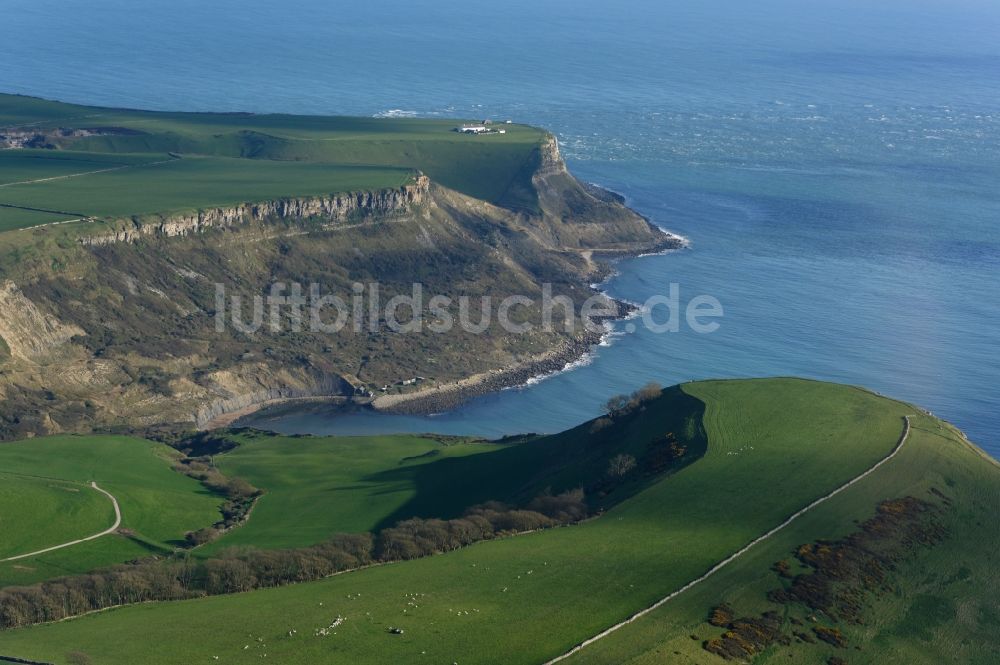 Luftbild Worth Matravers - Felsen- Küsten- Landschaft an der Steilküste des Ärmelkanal in Worth Matravers in England, Vereinigtes Königreich