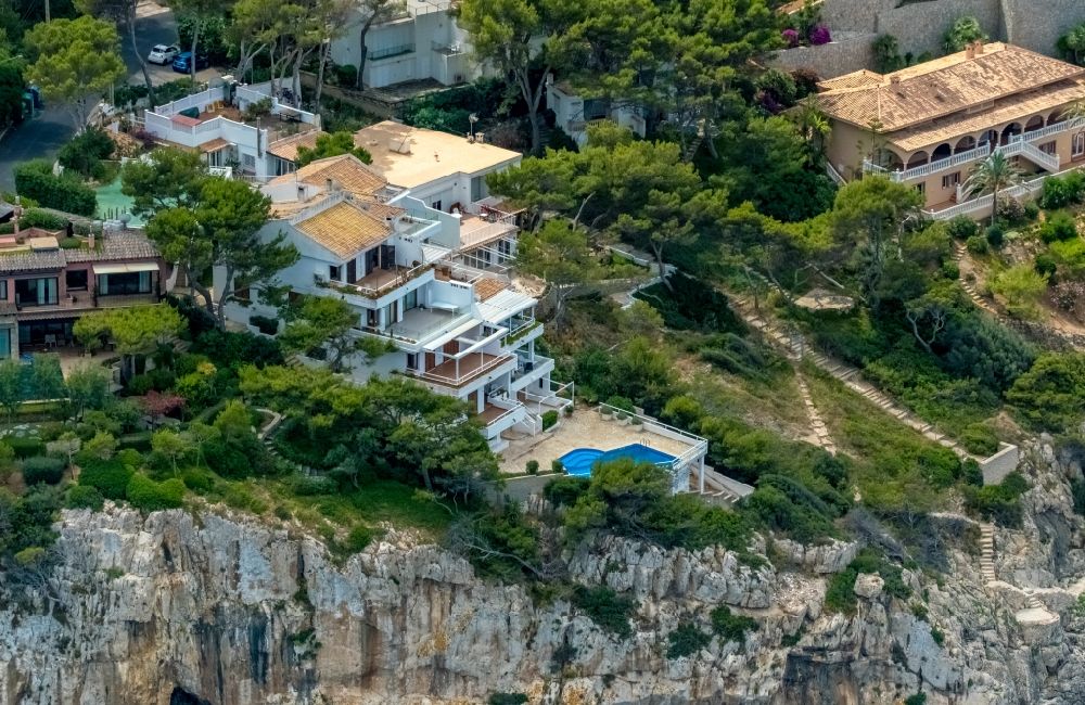 Luftaufnahme Calvia - Ferienhaus Anlage bei Rocas Santa Ponsa an der Via Cornisa in Calvia in Balearische Insel Malorca, Spanien