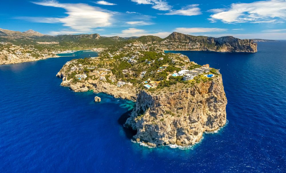 Luftaufnahme Andratx - Ferienhaus Anlage auf der Halbinsel Mola bei Andratx in Balearische Insel Mallorca, Spanien