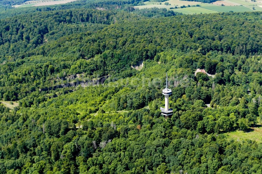 Dransfeld von oben - Fernmeldeturm und Fernsehturm in Dransfeld im Bundesland Niedersachsen, Deutschland