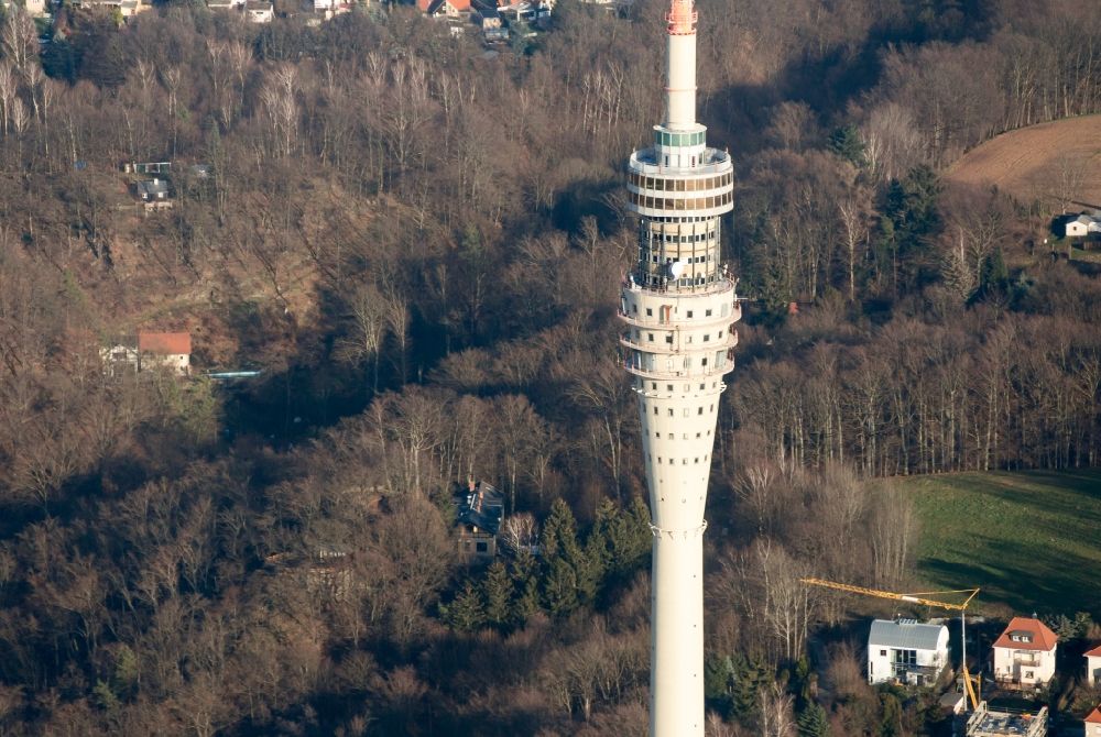 Luftbild Dresden - Fernmeldeturm und Fernsehturm in Dresden im Bundesland Sachsen