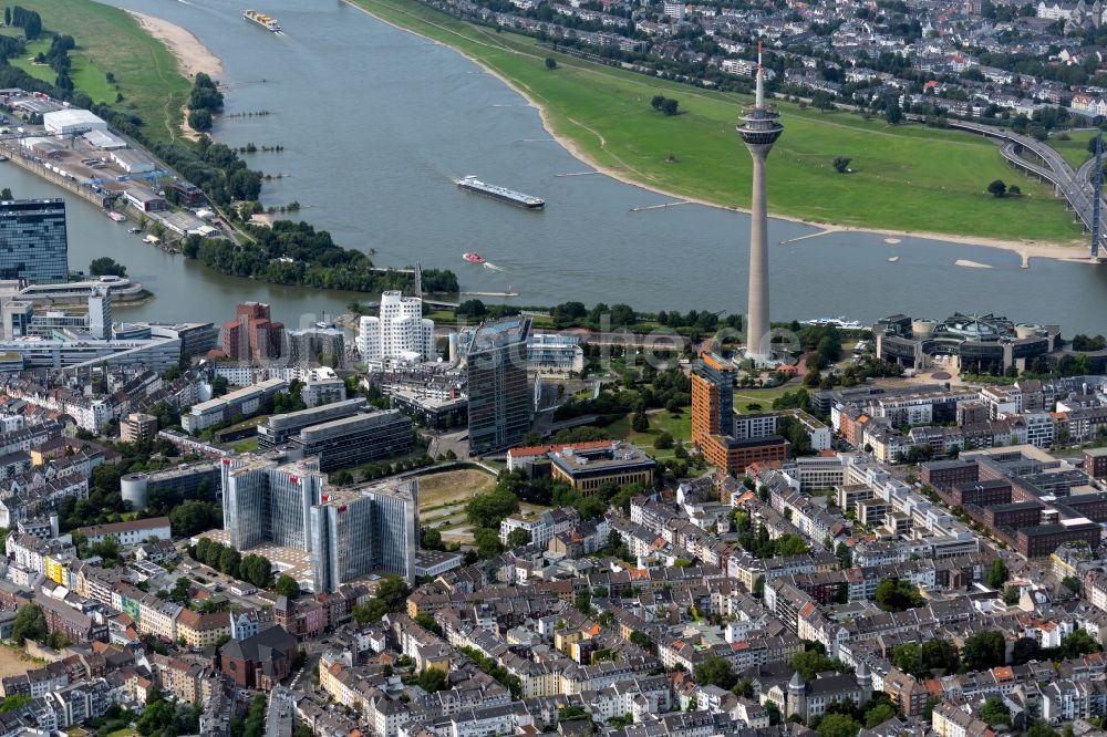 Luftbild Düsseldorf - Fernmeldeturm und Fernsehturm in Düsseldorf im Bundesland Nordrhein-Westfalen, Deutschland