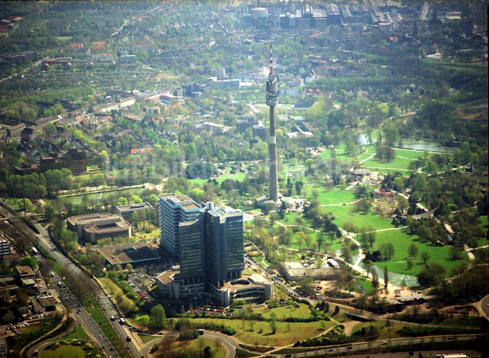 Luftaufnahme Dortmund - Fernmeldeturm und Fernsehturm Florianturm in Dortmund im Bundesland Nordrhein-Westfalen, Deutschland