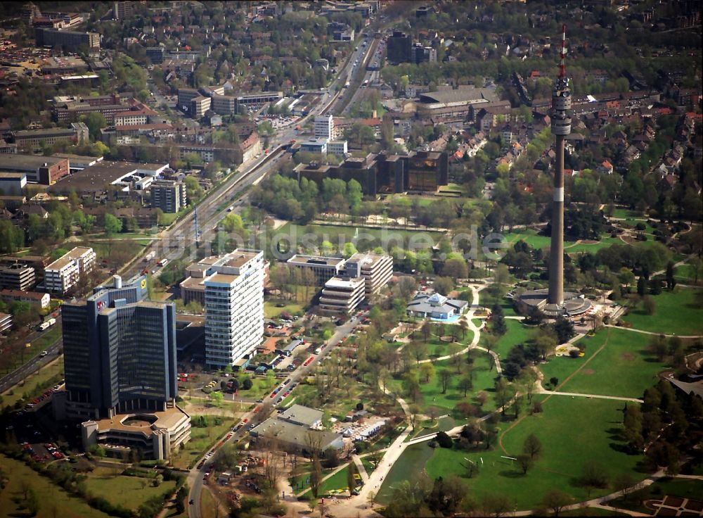 Dortmund von oben - Fernmeldeturm und Fernsehturm Florianturm in Dortmund im Bundesland Nordrhein-Westfalen, Deutschland