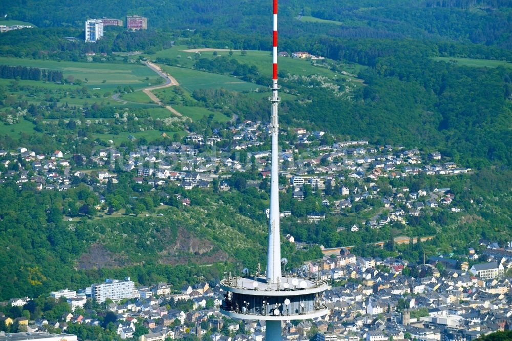 Luftaufnahme Koblenz - Fernmeldeturm und Fernsehturm Kühkopf in Koblenz im Bundesland Rheinland-Pfalz, Deutschland