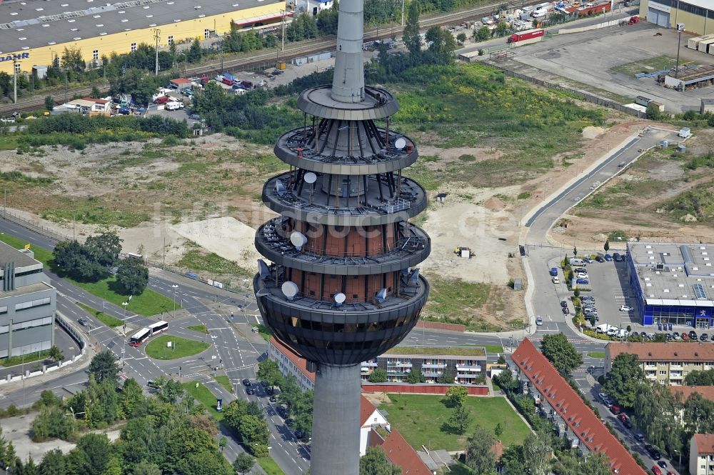 Nürnberg von oben - Fernmeldeturm und Fernsehturm in Nürnberg im Bundesland Bayern, Deutschland