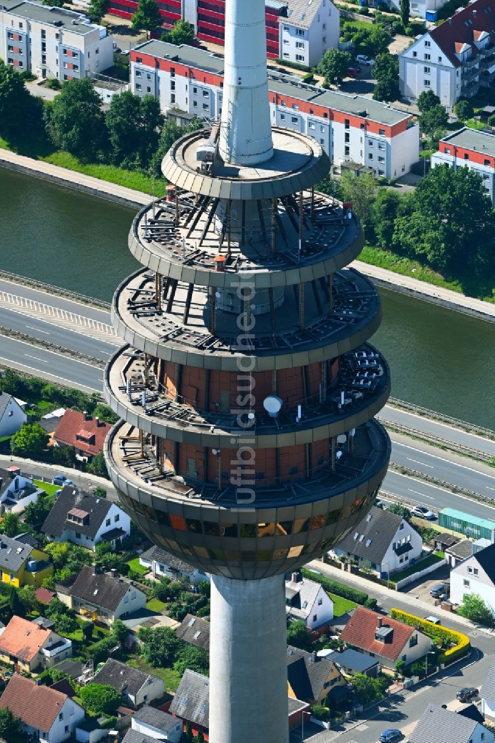 Luftbild Nürnberg - Fernmeldeturm und Fernsehturm in Nürnberg im Bundesland Bayern, Deutschland