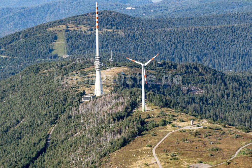 Luftaufnahme Sasbachwalden - Fernmeldeturm und Fernsehturm in Sasbachwalden Hornisgrunde, im Bundesland Baden-Württemberg, Deutschland