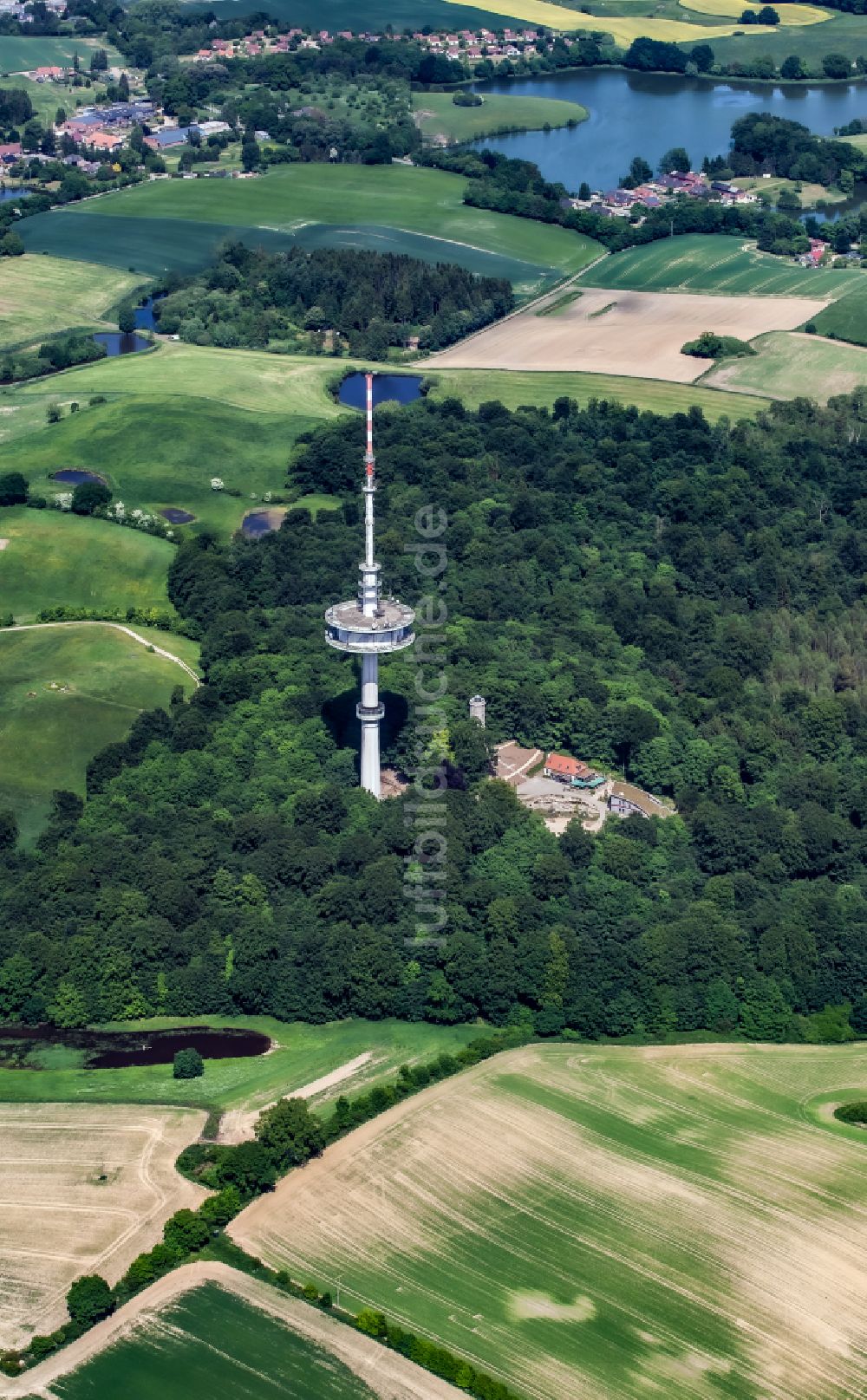 Schönwalde am Bungsberg von oben - Fernmeldeturm und Fernsehturm in Schönwalde am Bungsberg im Bundesland Schleswig-Holstein, Deutschland