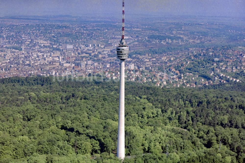 Stuttgart von oben - Fernmeldeturm und Fernsehturm in Stuttgart im Bundesland Baden-Württemberg, Deutschland