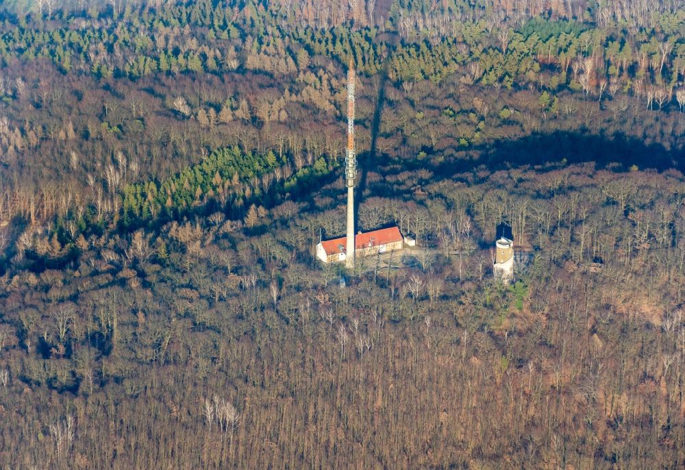 Wermsdorf von oben - Fernmeldeturm und Fernsehturm in Wermsdorf im Bundesland Sachsen, Deutschland