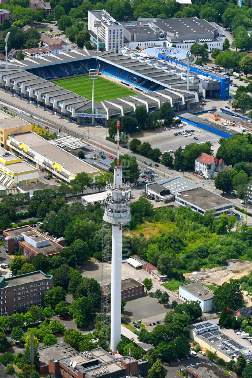 Luftbild Bochum - Fernmeldeturm und Grundnetzsender in Bochum im Bundesland Nordrhein-Westfalen, Deutschland