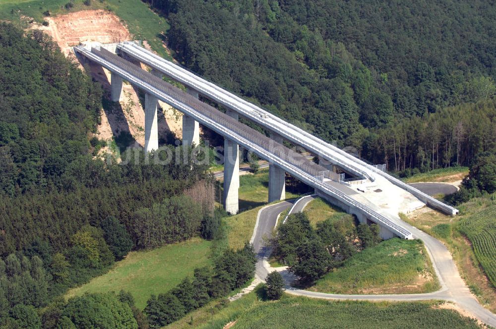 Bad Bibra aus der Vogelperspektive: Fertige ICE Saubach-Talbrücke