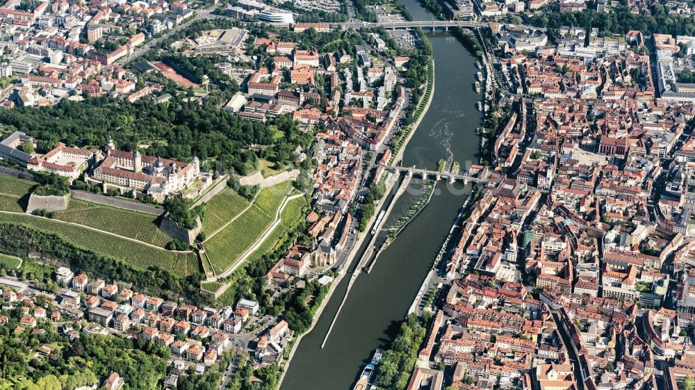 Luftbild Würzburg - Festung Marienberg über dem Main in Würzburg im Bundesland Bayern, Deutschland