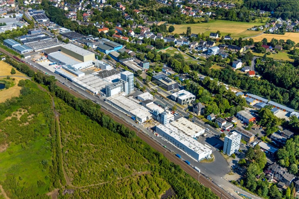 Witten von oben - Firmengelände der ARDEX GmbH an der Friedrich-Ebert-Straße im Ortsteil Rüdinghausen in Witten im Bundesland Nordrhein-Westfalen, Deutschland