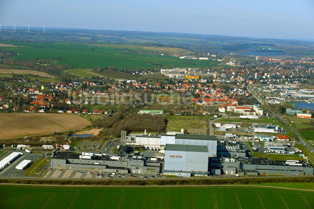 Luftbild Lutherstadt Eisleben - Firmengelände der ARYZTA Bakeries Deutschland GmbH im Gewerbegebiet Strohügel in Lutherstadt Eisleben im Bundesland Sachsen-Anhalt, Deutschland