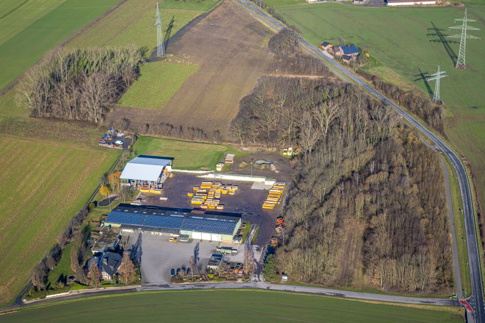 Stockum aus der Vogelperspektive: Firmengelände der Containerdienst Feldmann GmbH in Stockum im Bundesland Nordrhein-Westfalen, Deutschland