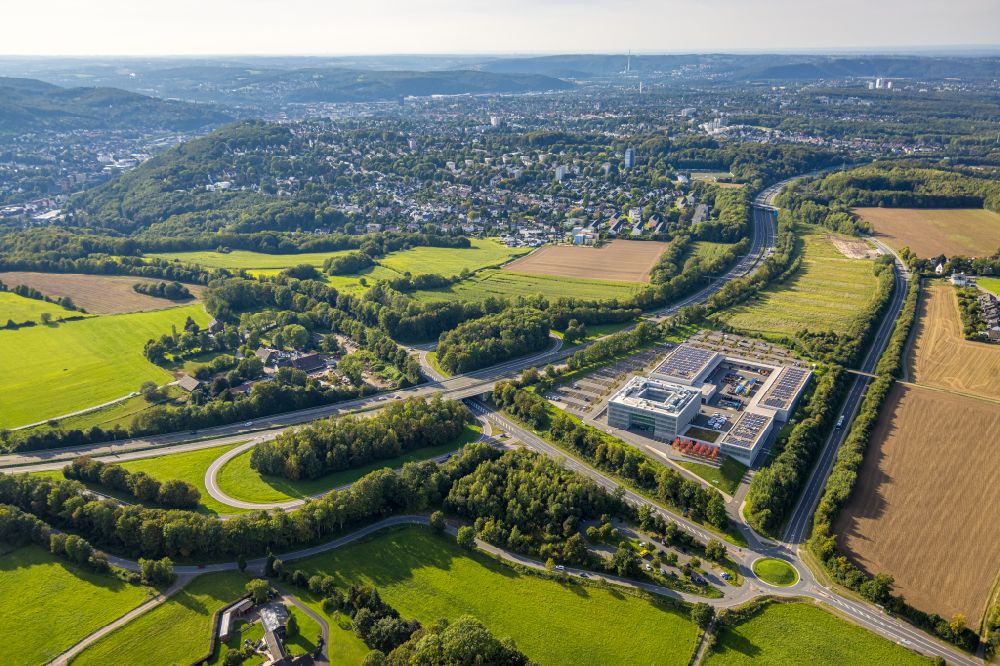 Luftbild Hagen - Firmengelände der ENERVIE - Südwestfalen Energie und Wasser AG mit Fahrzeugen in Hagen im Bundesland Nordrhein-Westfalen