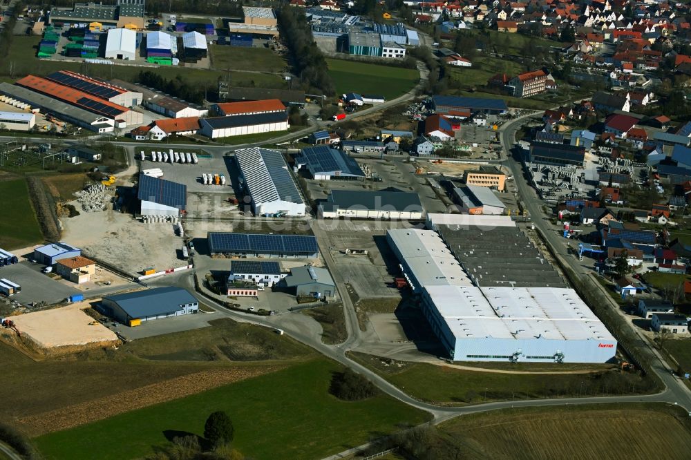 Luftaufnahme Monheim - Firmengelände der Hama GmbH & Co KG - Schnäppchenmarkt in Monheim im Bundesland Bayern, Deutschland