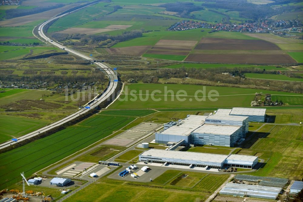 Erfurt von oben - Firmengelände der KNV Zeitfracht GmbH im Gewerbegebiet an der Ferdinand-Jühlke-Straße in Erfurt im Bundesland Thüringen, Deutschland